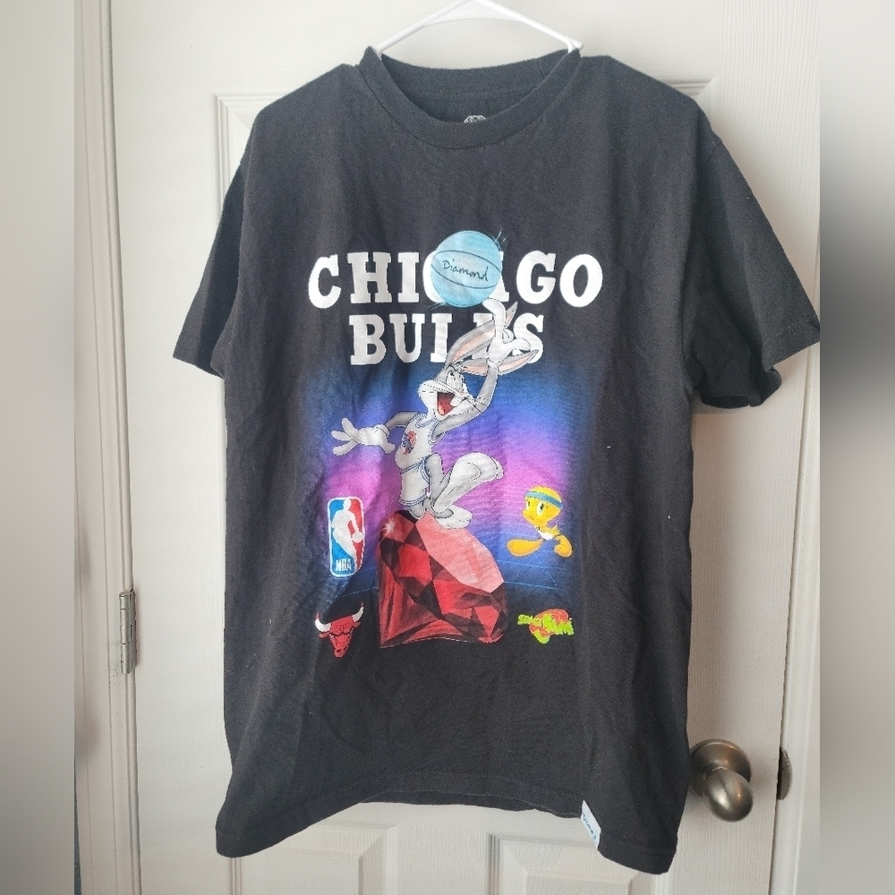 Mens Diamond Supply Co Space Jam  "Chicago Bulls"  NBA Short Sleeve T Shirt  SzL